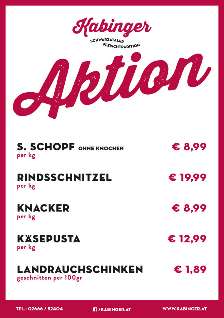 Aktionen bei Kabinger