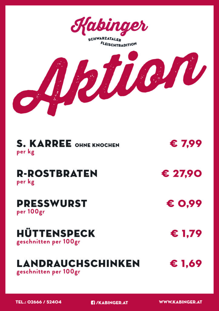 Aktionen bei Kabinger