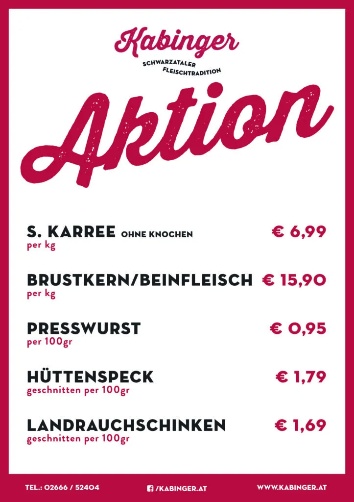 Aktionen bei Kabinger